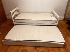 Single Bed Frame With Pullout Trundle with 2 Single Mattresses