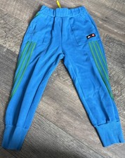 Kids Adidas Lego Tracksuit Bottoms Age 9-10 Bright Blue With Green Stripes