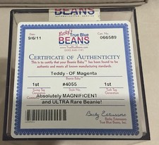 Ty Beanie Baby Teddy Old Face Magenta Authenticated