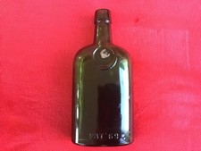 Vintage Green VAT 69 Half Bottle Hip Flask  Shape 8” Excellent Condition