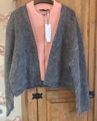 Zara grey pink zip up - zara,