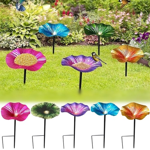 Metal bird bath with - bird,