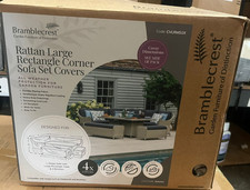 Bramblecrest Rattan L-Shape Sofa with Firepit Table & 2 Benches Set Covers