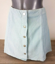 Womens A line Blue Cord Button