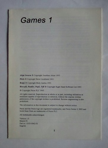 Series psion games 1 - games,