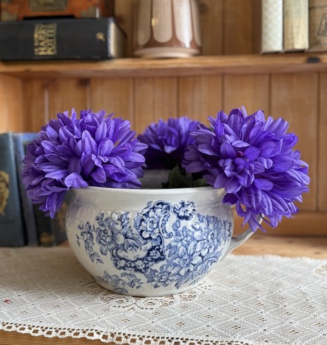 Antique chamber pot white - chamber, blue