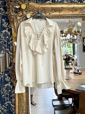 Period Style Men’s Shirt, Cream, Frilled Detail, Theatrical Size XL