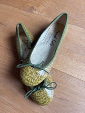 French Sole green ballet flats snakeskin leather Size 4 (37)