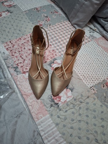 Ladies heeled gold shoes - ladies,