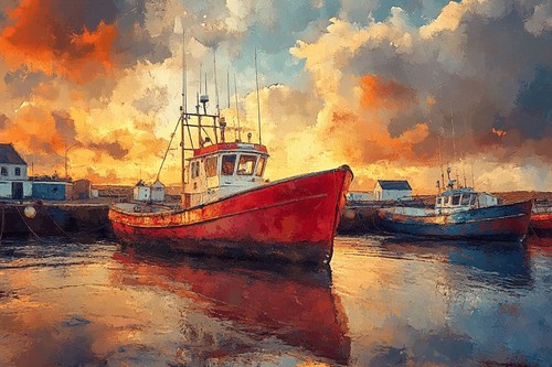Seaside seascape fishing boats - seaside,