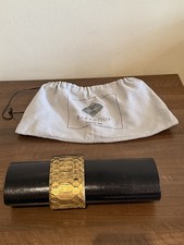 Luxury BARABOUX Reema Clutch Bag – Black Python Skin with Gold Cuff