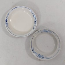 Vintage Restaurant Ware Berry Bowl Dish x2 Blue Flower Stoneware 17cm & 16cm