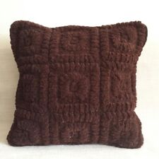 Vintage style crochet cushion cover - a chunky knit in dark brown