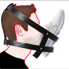 PU Leather Sniff Shoes Face Harness Fetish Head Mask Smell Sneakers Bondage Hood