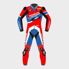 Leon Haslam Honda Motorbike-Racing Suit LEATHER SUIT AVAILABLE IN ALL SIZE