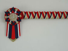 Red navy white & gold - Luxury Cornerstone Browband - Custom made - £24.99