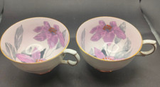 ? Pair of Vintage Bone Clarence Cups – "Lily" Floral Motif, Made in England ?