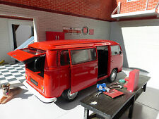 1:24 VW Bay T2 Red Dormobile Devon Campervan Welly Scale Diecast Detailed Model