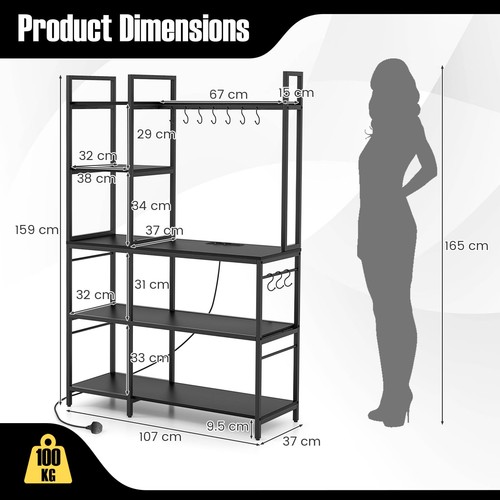 Stand black bakers rack tier - rack, 5-tier