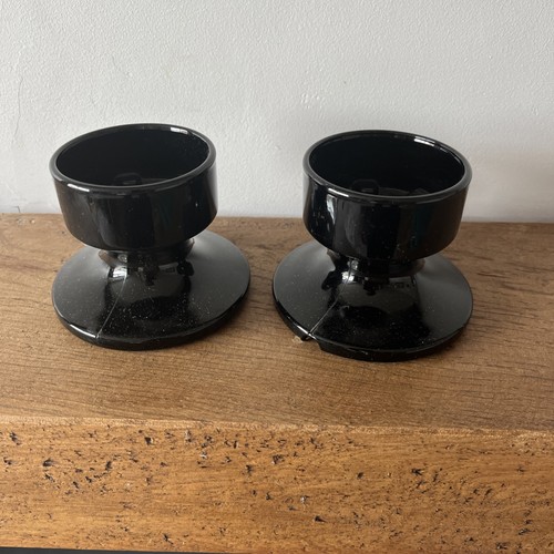 Pair vintage black glazed - black,