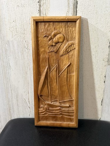 Carved wood wall shelf - carved, or