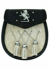 NEW HALF DRESS KILT SPORRAN FORMAL SEAL SKIN THISTLE CREST SEMI DRESS O/W KILT