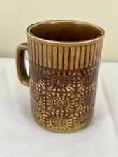 VINTAGE c.1960s ARTHUR WOOD AWS amber /brown glazed floral mug cup MCM