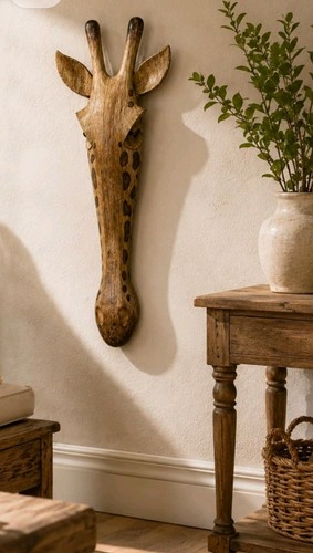 Giraffe wooden head - wooden,
