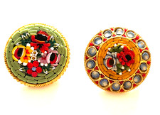 Micro Mosaic Italian Brooch Yellow Colour Inset Vintage 1960/70's
