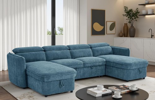 Shape corner sofa bed - sofa, boucle