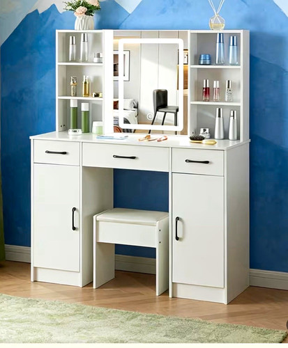 White dressing table with led - white,