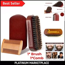 Beard Brush Comb Set Men Wooden Boar Bristle Hair Moustache Comb Beard Brush Set