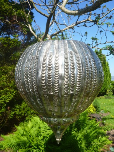 Large silver metal light shade - large,