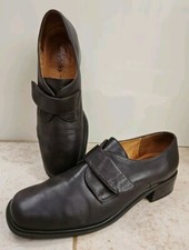 Vintage Clarks Soft Life Ladies UK Size 7 Brown Leather Brogue Shoes Hook & Loop