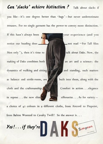 Original 1957 advert for daks - original,