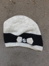 Alice Hannah Grey Lambswool Wool Beanie Hat With One Stain On Back