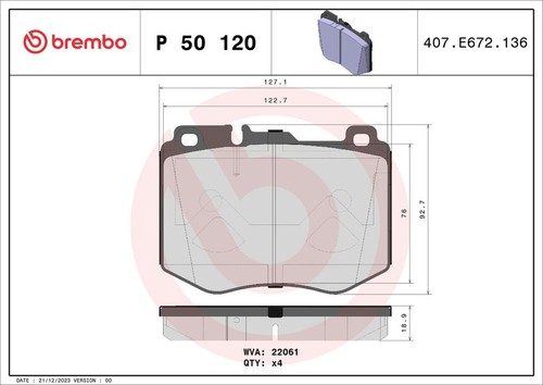Brembo p50120 brake pad set - p50120,