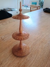 David Stanley Hand Turned Wooden Earring hat pin stand Walnut?  9" high