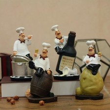 Resin Chef Statue Figurine Kitchen Decor Miniature Ornaments Chef Collectible