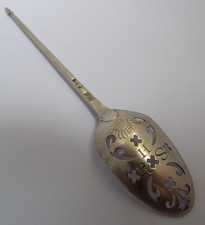 SUPERB ANTIQUE 18TH CENT GEORGIAN 1750 STERLING SILVER MOTE SPOON EBENEZER COKER