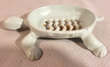Vintage Green Enamel Cast Iron Tortoise Turtle Soap Dish