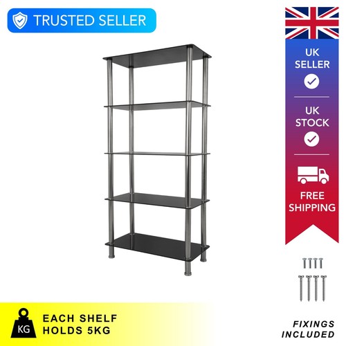 Black glass tier shelving - glass,