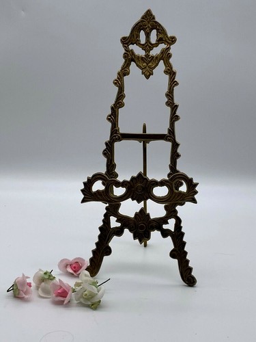 Vintage easel ornate brass - easel,