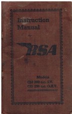 BSA C10 250cc SV & C11 250cc OHV ORIGINAL 1952 OWNERS INSTRUCTION HANDBOOK