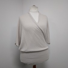 Womens Artigiano Beige Oyster Wrap T-Shirt Top Size 16 Woven Knitted New w Tags