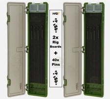 2 x NGT Carp Fishing Tackle Box Rig Board Wallet Plastic + 20 Pins For Hair Rigs