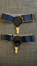 Vintage Sock Boston Garter Suspenders Navy Blue