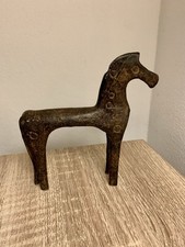 Bronze Horse Figurine Greek Geometric Style Vintage Cast Metal Sculpture 13cm