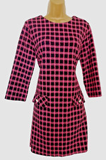 NEW LOOK WOMENS LADIES SHIFT DRESS SIZE 14 BNWOT BUTTONS CHECK STRETCH JERSEY
