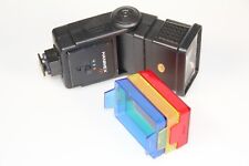 Hanimex TZ1 bounce flash gun Zoom and tilt fits 35mm SLR camera blue red yellow